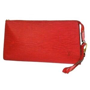 Red Louis Vuitton Pochette accessories leather clutch bag